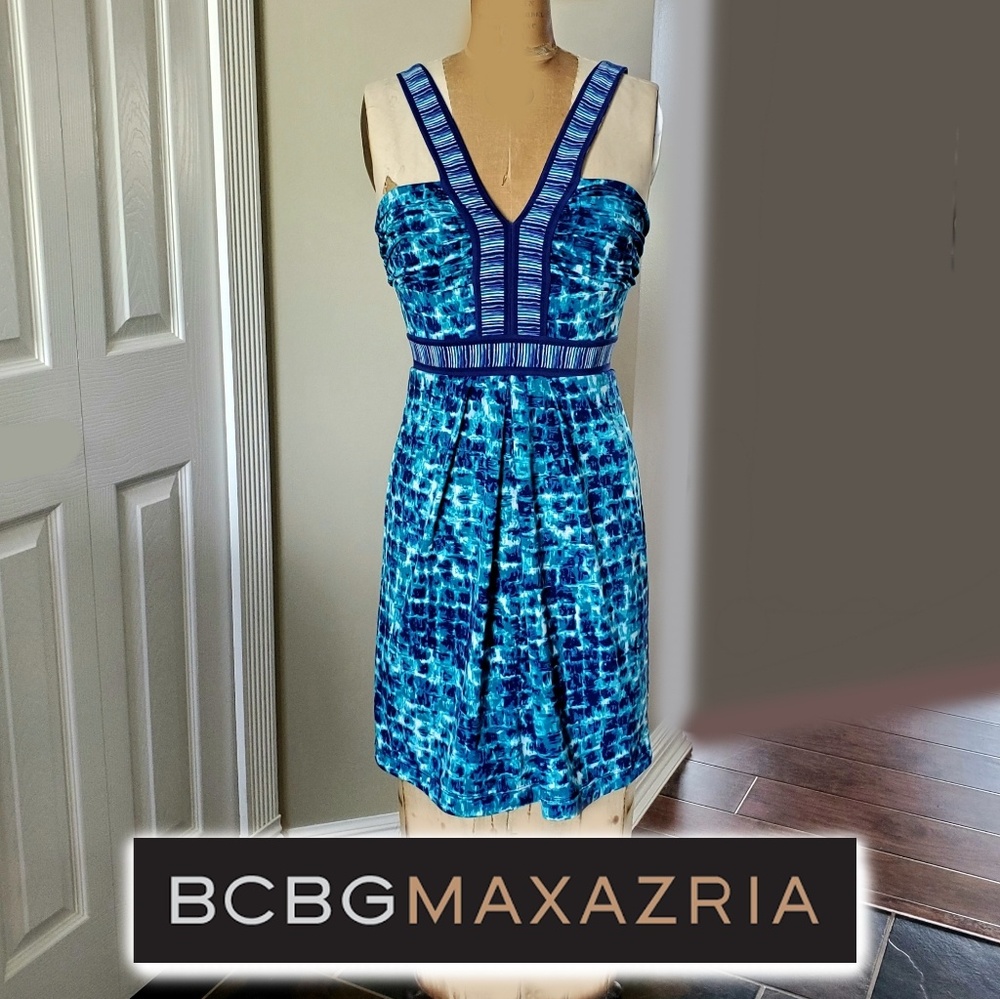 BCBG size XS blue watercolor dress